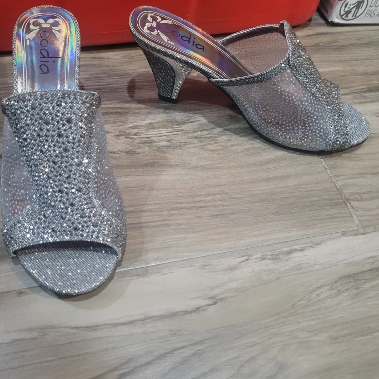 Codia Sparkly Silver Mules Size 38
