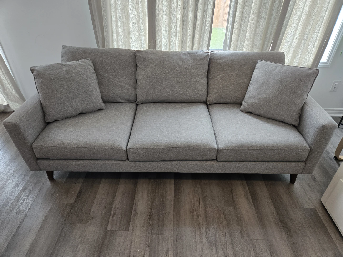 Grey Sofa with Throw Pillows