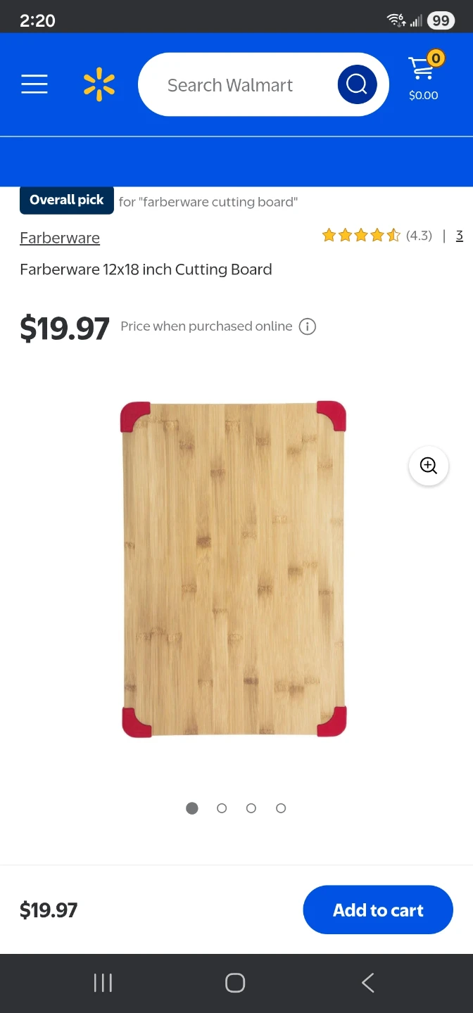 Never used NEW Farberware 12x18 inch Bamboo Cutting Board
