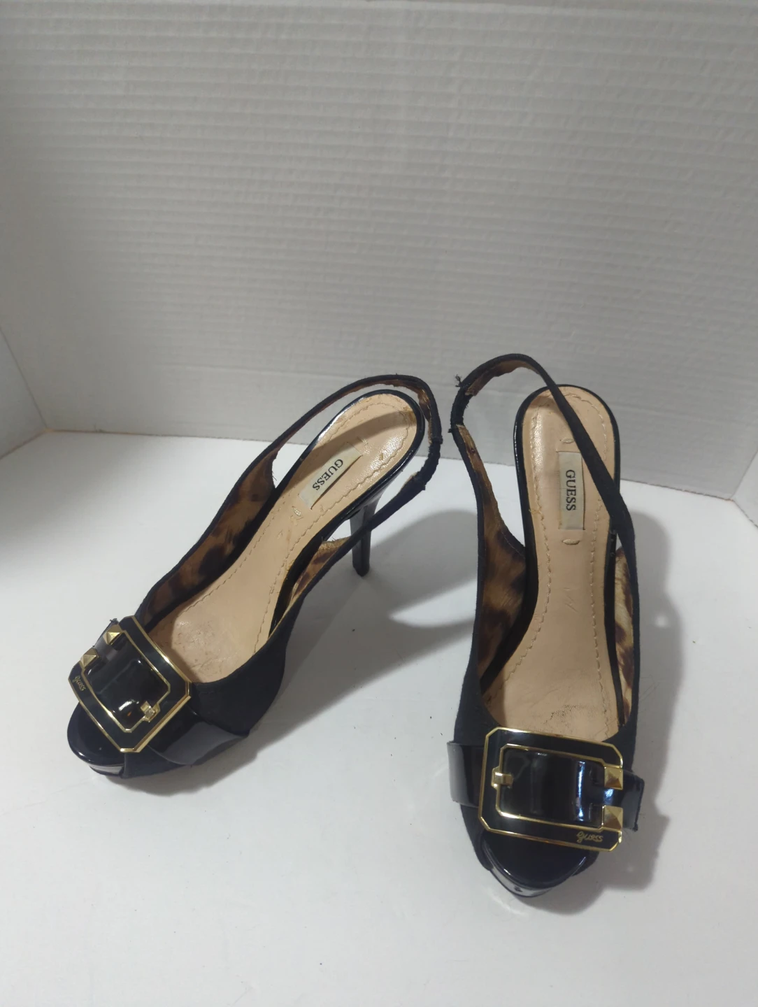 GUESS Slingback Heels with Gold Buckle