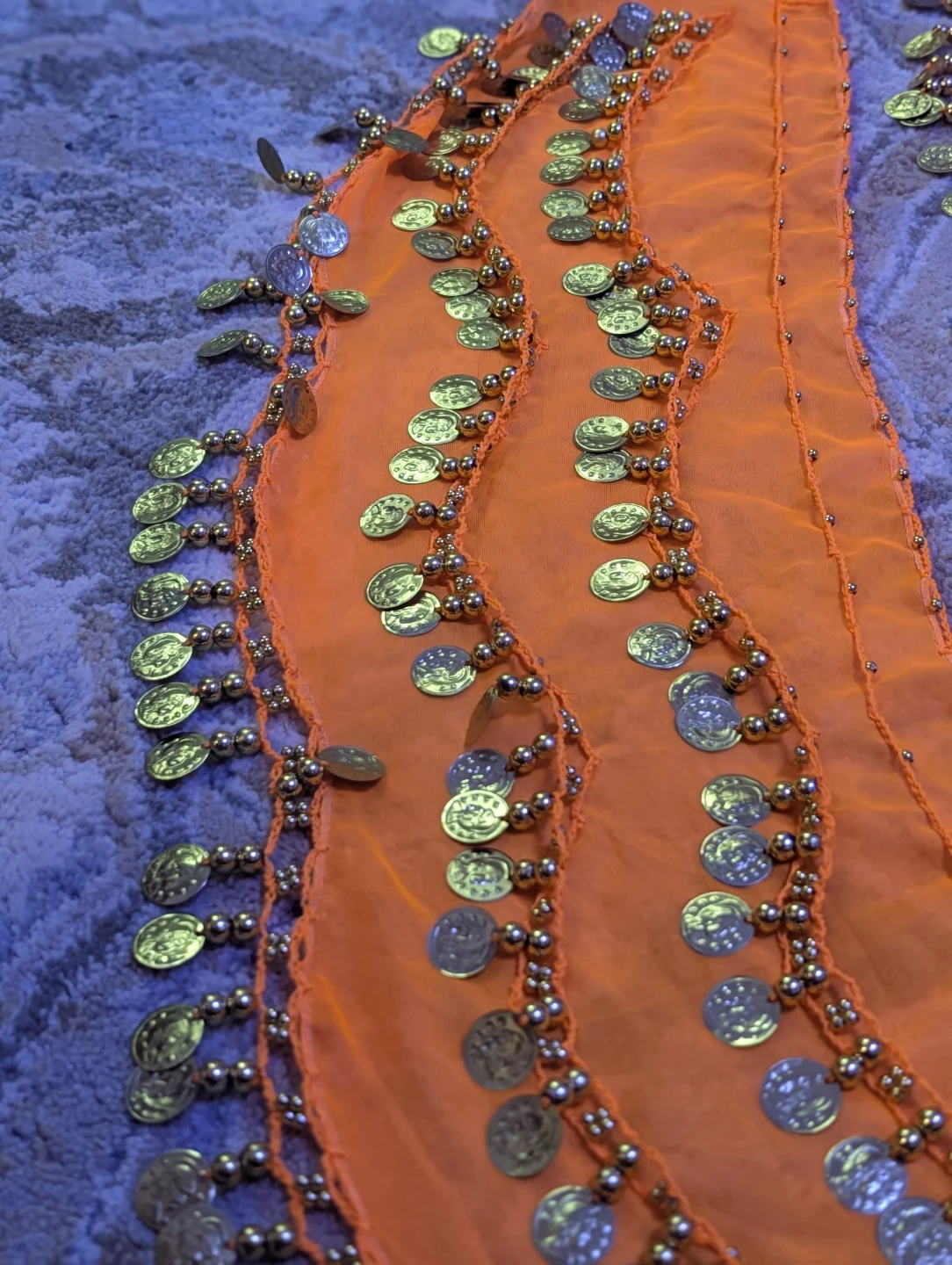 3 Orange Belly Dance Hip Scarf with Coins - photo 2