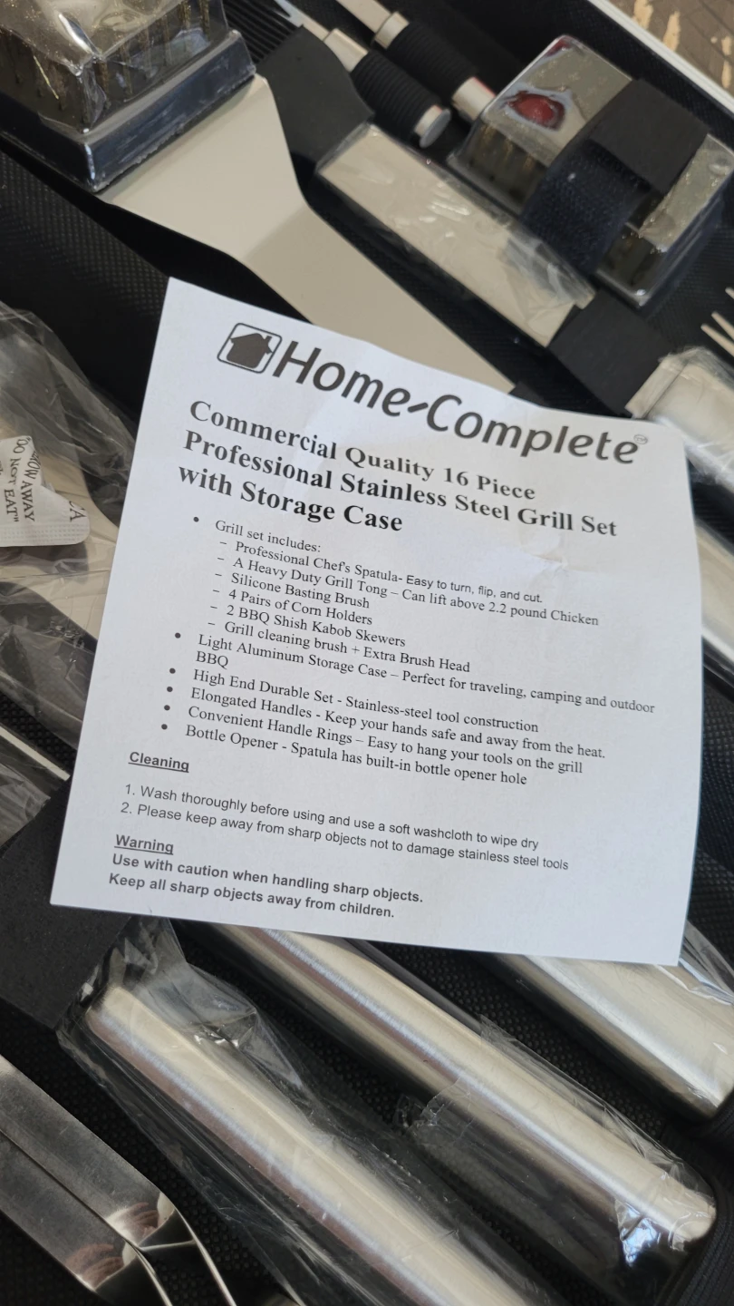 16 Piece Professional Stainless Steel Grill Set w Storage Case - photo 3