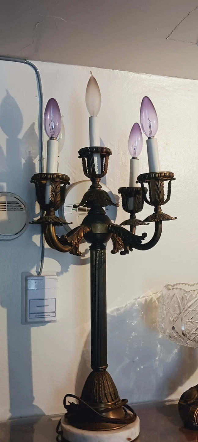 Antique 1890s Bronze Neoclassical 5- Lights Candelabra. Works!! - photo 2