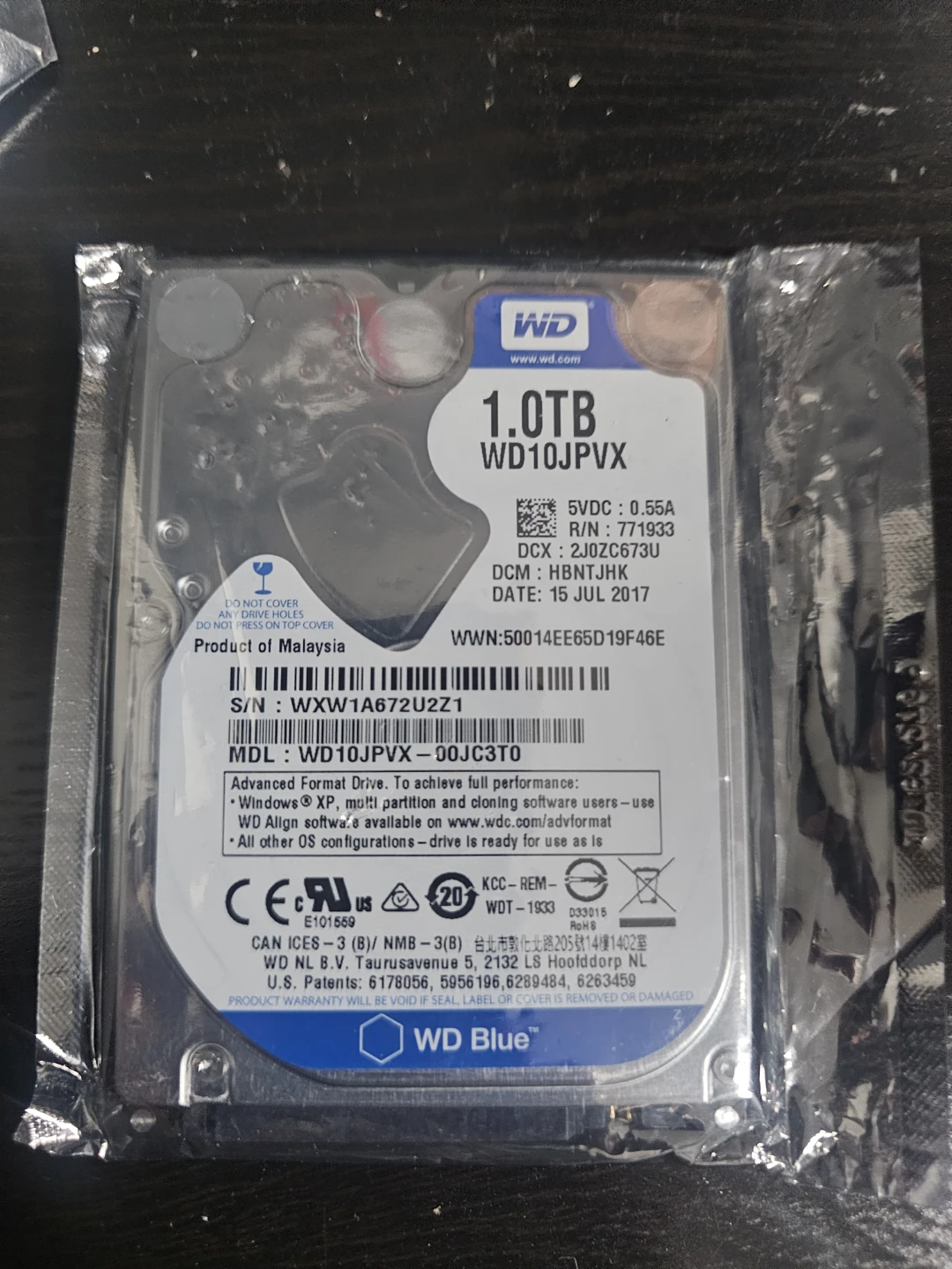 WD 1.0TB 1TB Hard Drive WD10JPVX