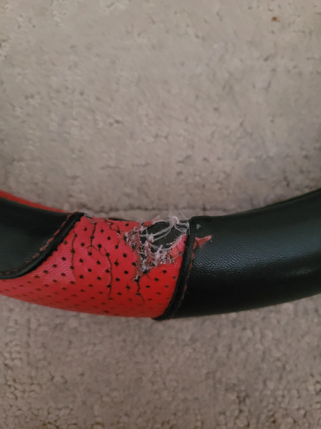 Red and Black Steering Wheel Cover - Damaged - photo 3