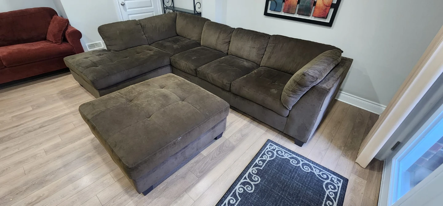 Brown Sectional Sofa with Ottoman - photo 4
