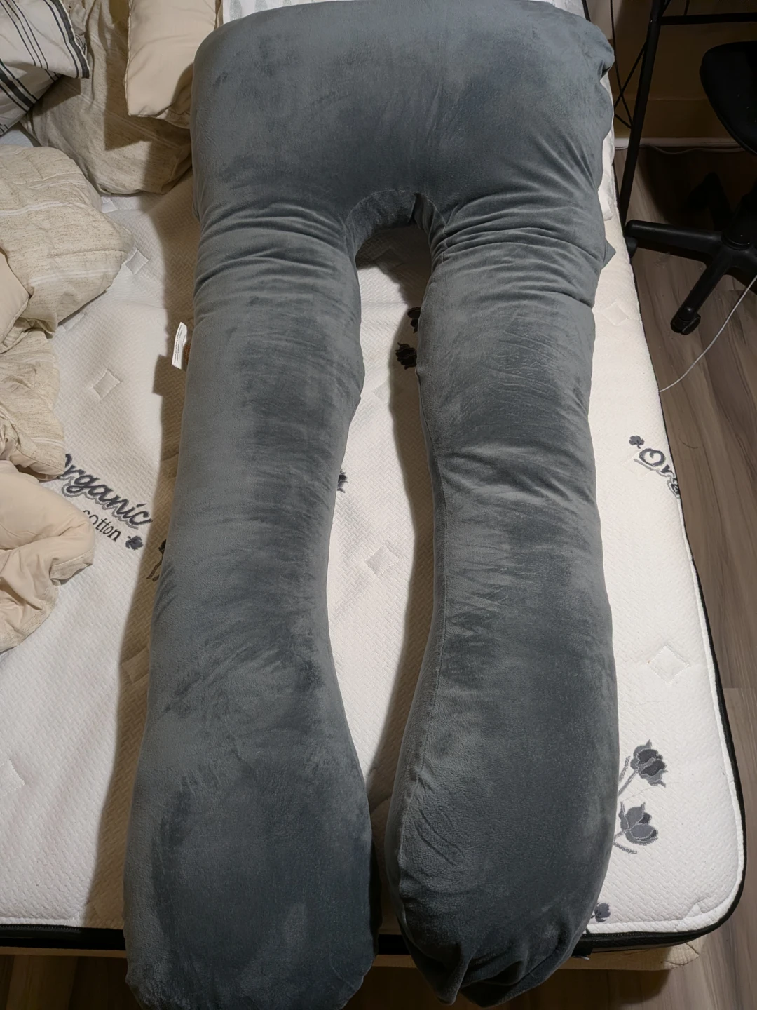 Grey U-Shaped Full Body Pillow