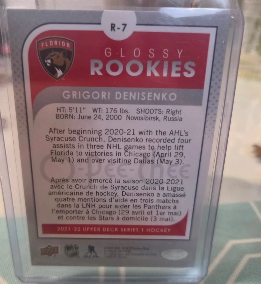 O-Pee-Chee Glossy Rookies Grigori Denisenko Hockey Card 2021-22 - photo 2