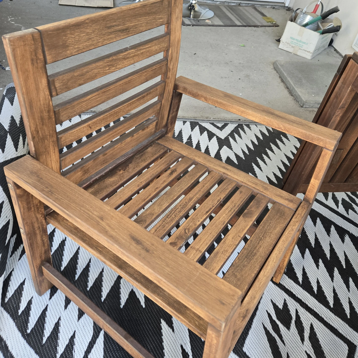 Newly sanded stained Set of 3 solid wood outdoor patio set - photo 3