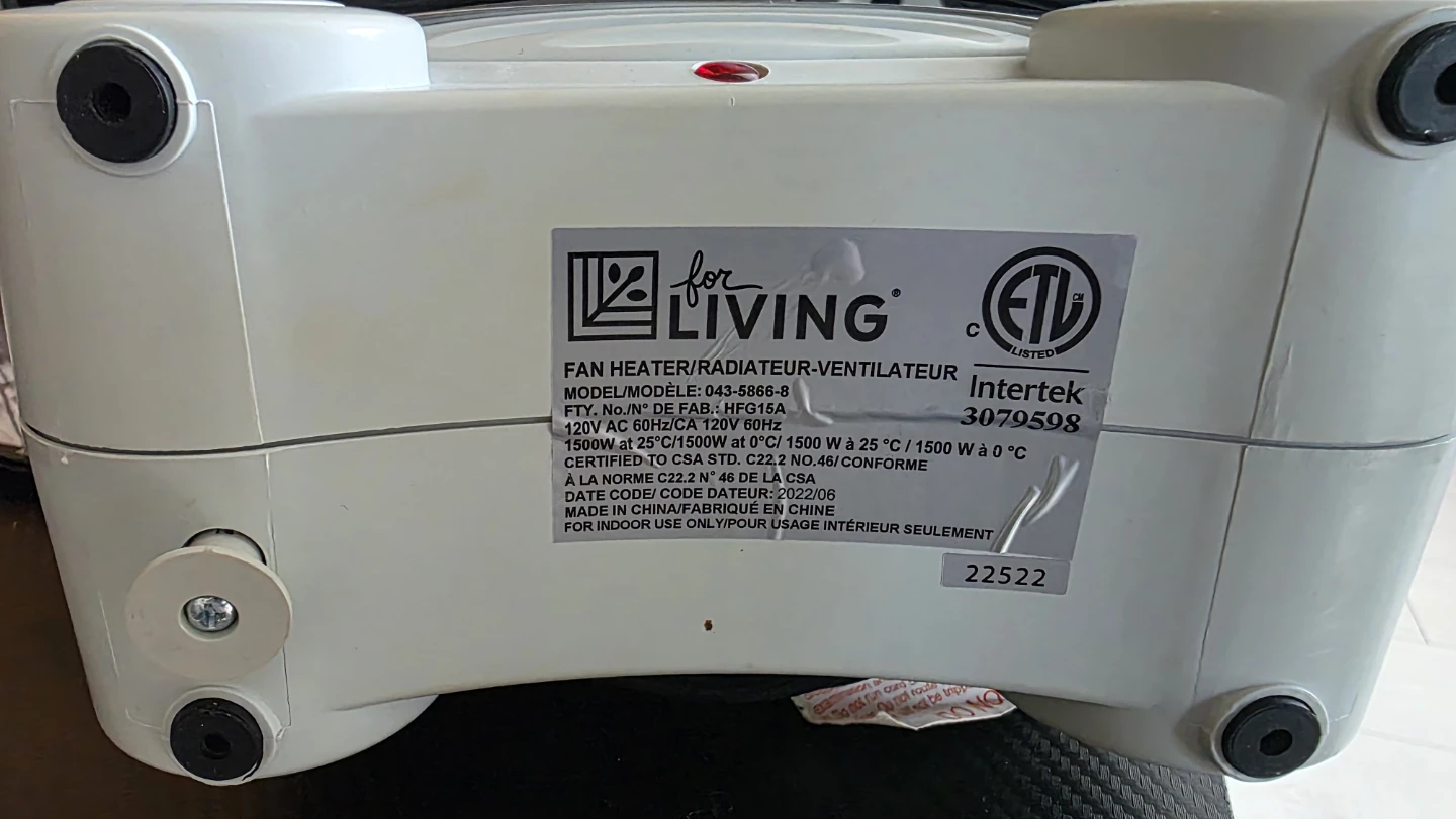 For Living 1500W Fan Heater (2-in-1 Heater & Fan) - photo 5