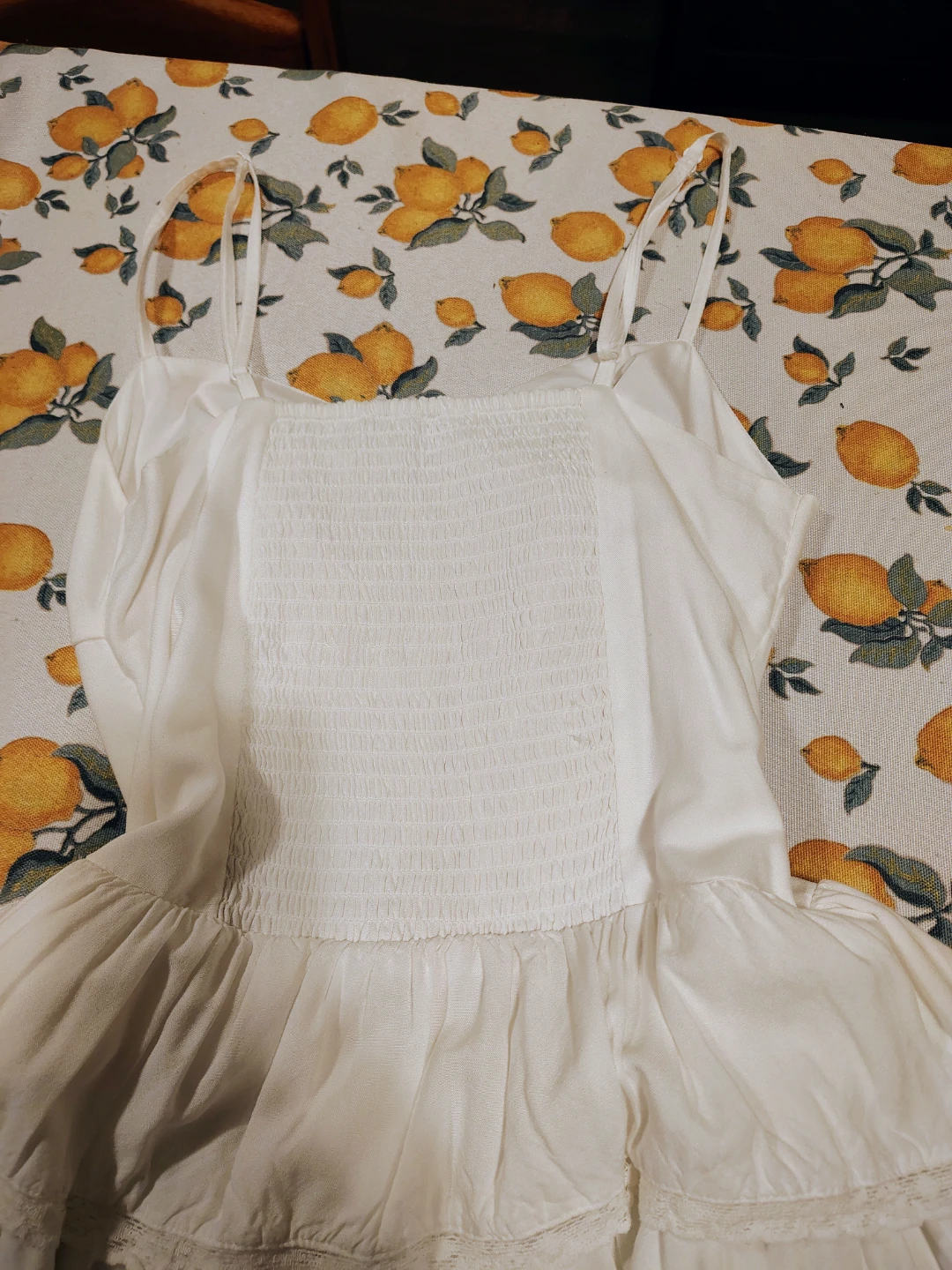 White Smocked Babydoll Dress - size small - photo 3