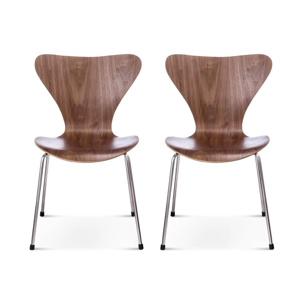 Set of 2 Walnut Finish Dining Chairs