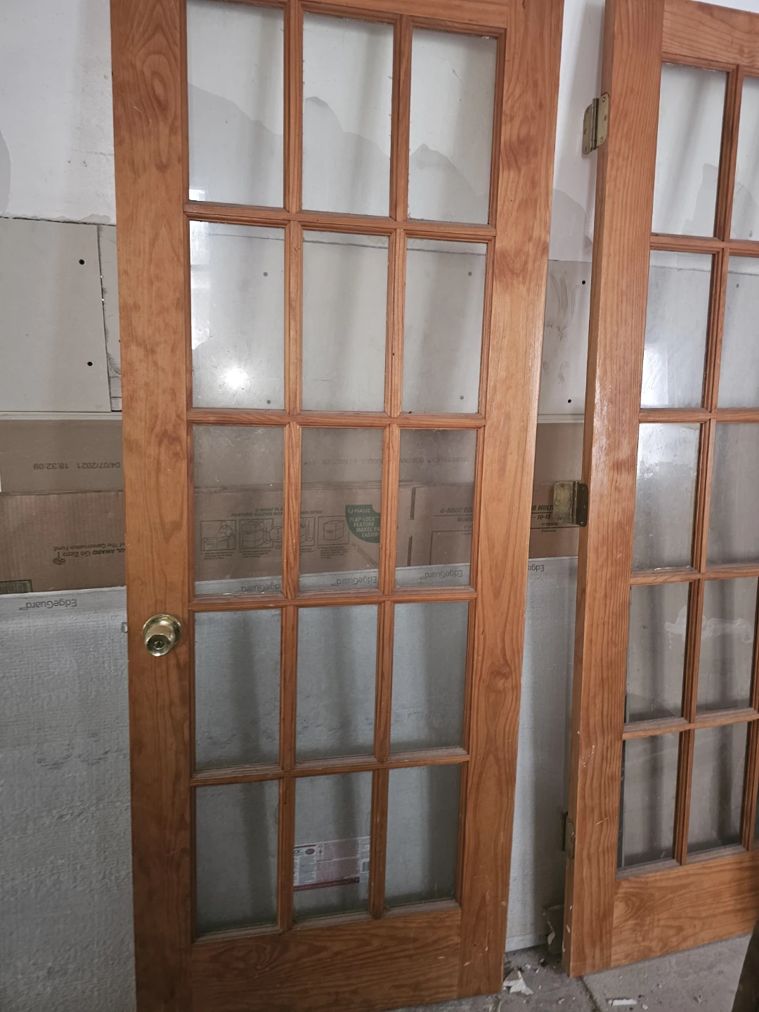Wooden French Doors with Glass Panes - photo 2