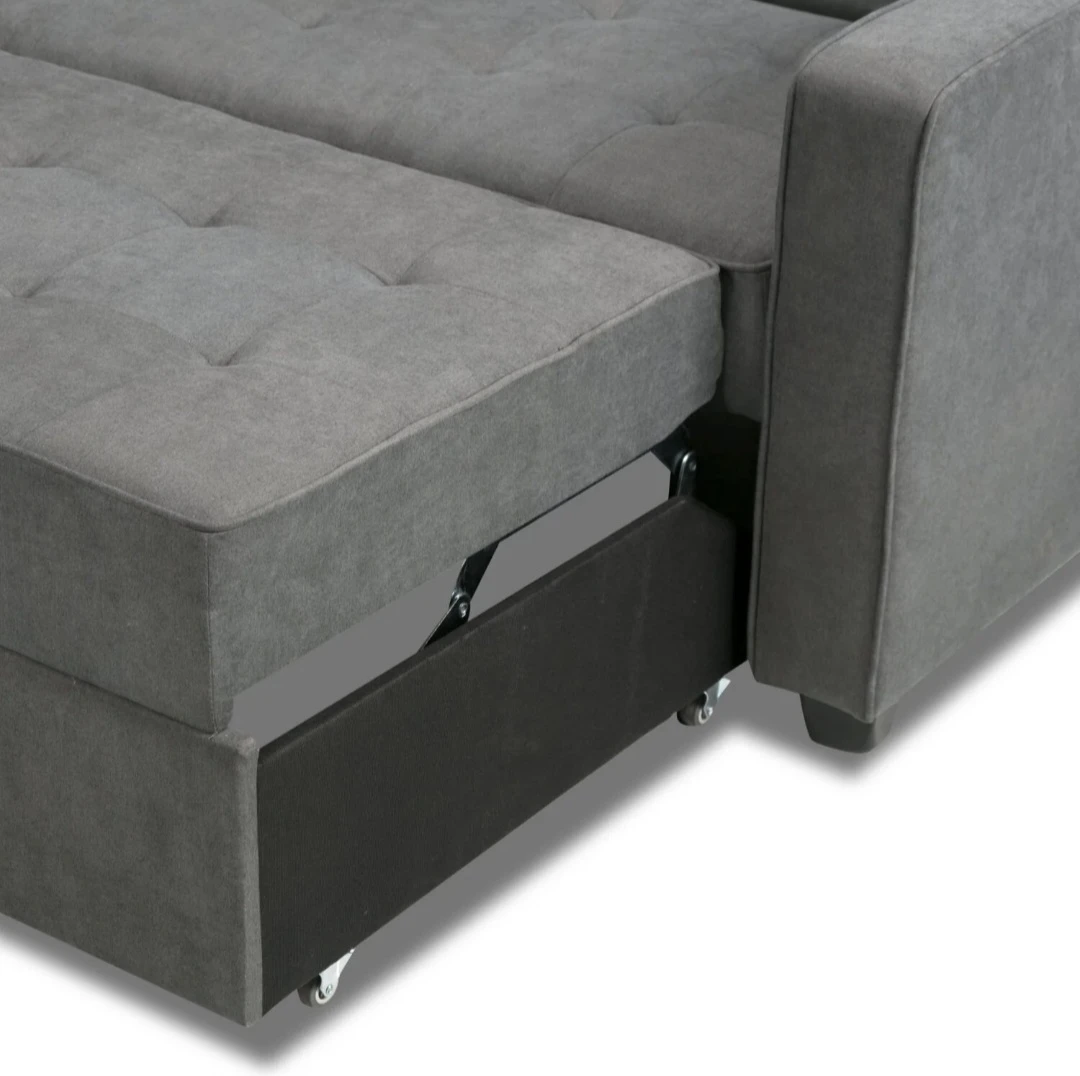 Grey Tufted Sofa Bed with Storage - photo 2