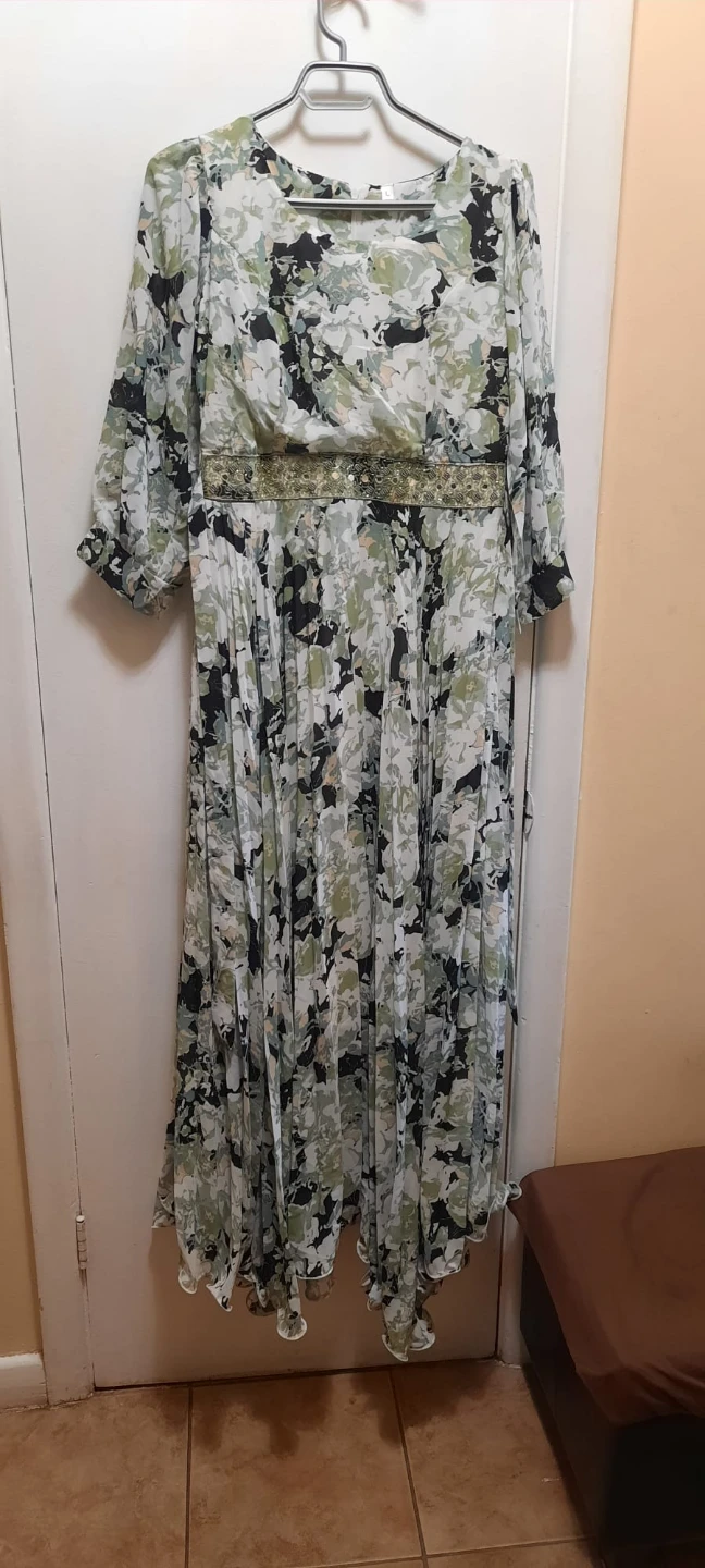 Floral Maxi Dress with Embellished Waist