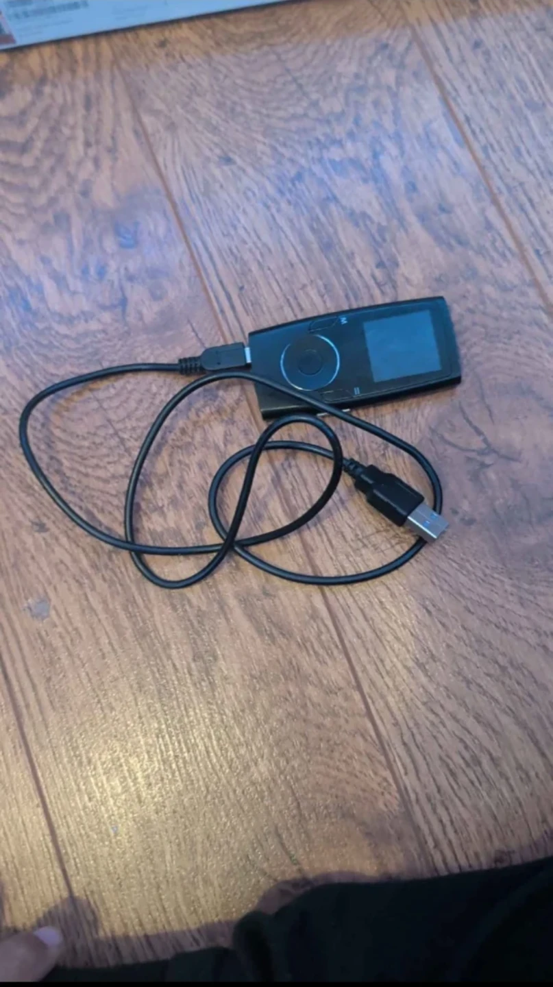 Black Portable MP3 Player with USB Cable