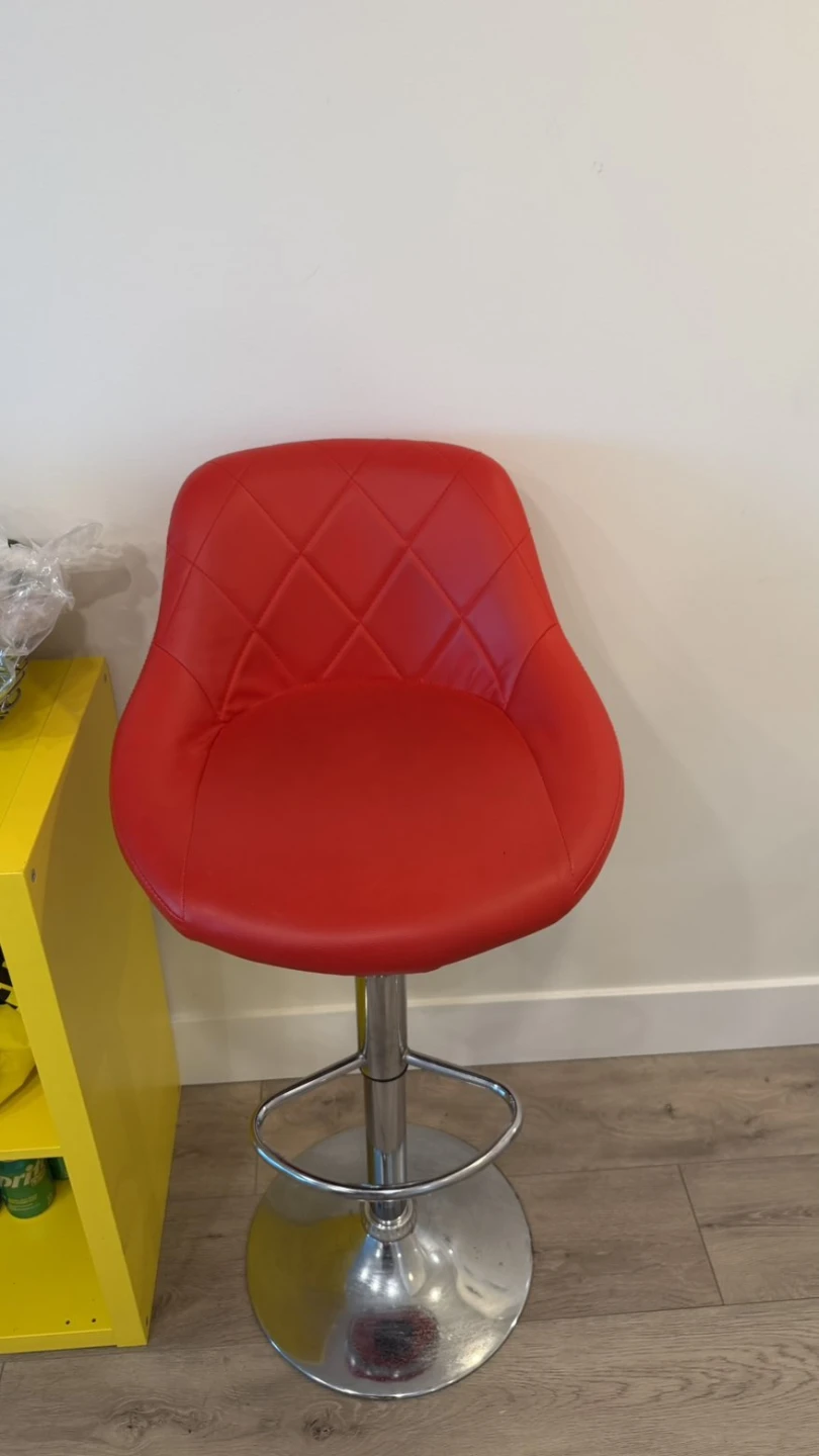 Red Bar Stool with Chrome Base