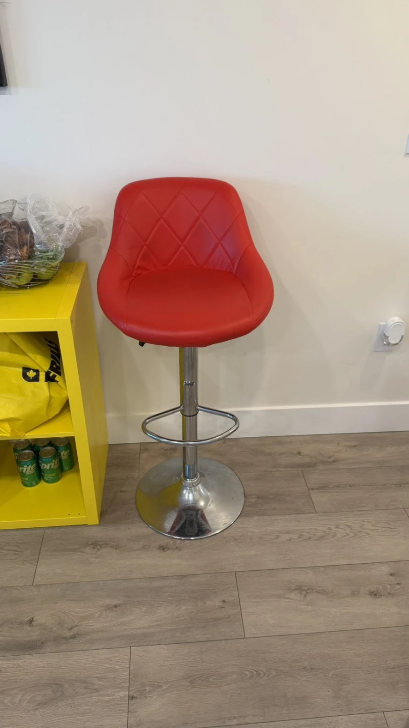 Red Bar Stool with Chrome Base - photo 2