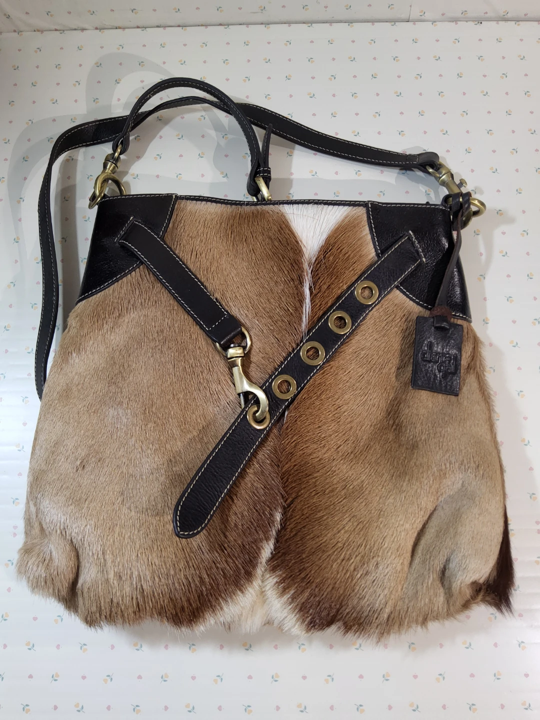 VTG Diane Gail Fur & Leather Crossbody Shoulder Bag