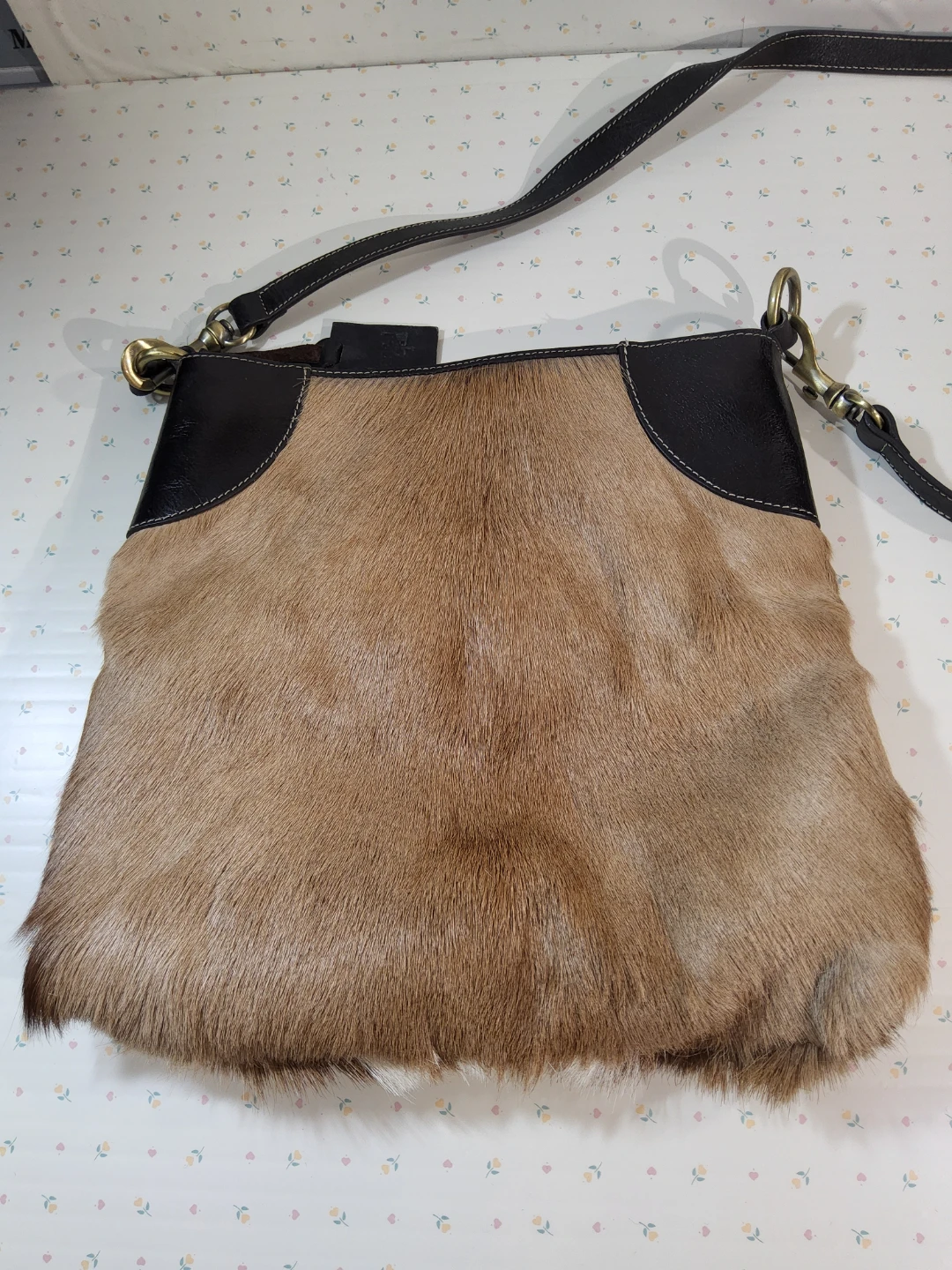 VTG Diane Gail Fur & Leather Crossbody Shoulder Bag - photo 4