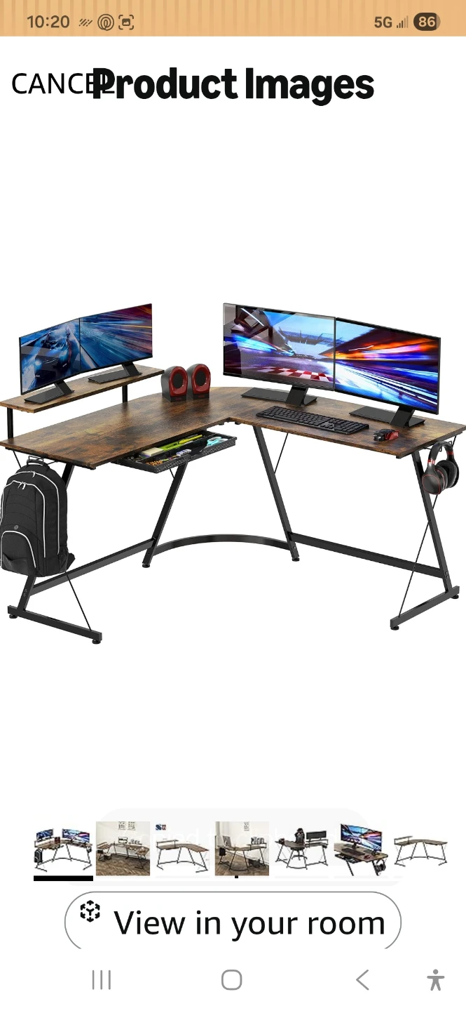 L-Shaped Gaming Desk with Riser
