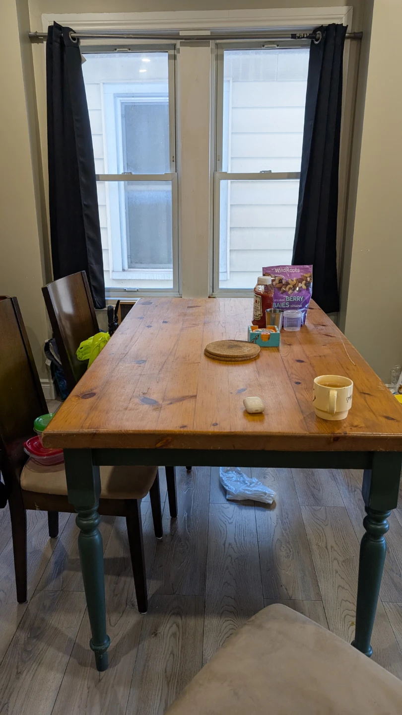 Dark Wood Dining Chair with 4 Beige Seats