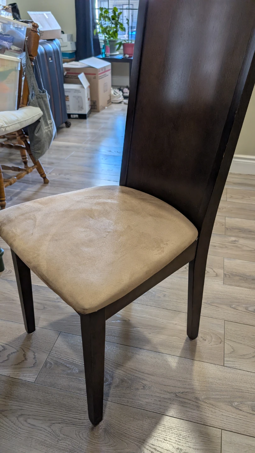 Dark Wood Dining Chair with 4 Beige Seats - photo 2