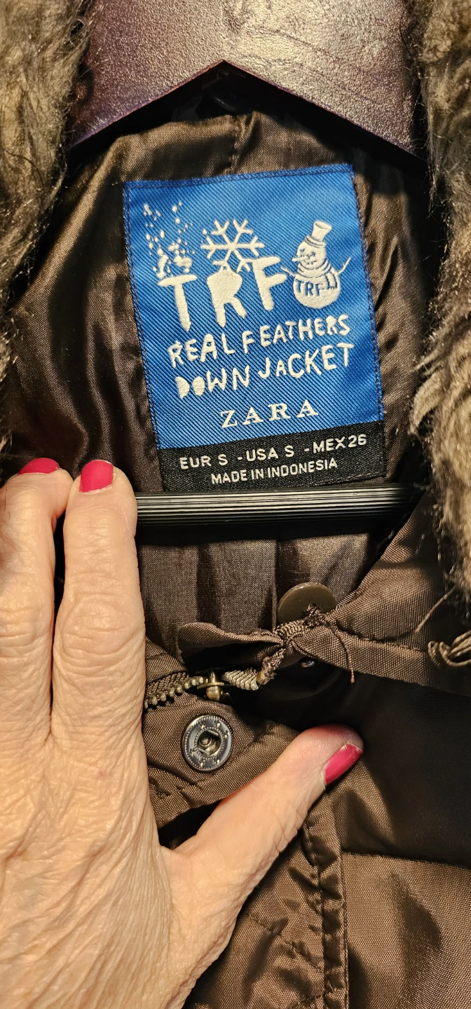 Real Down Jacket with Faux Fur Trim - Brown - photo 2