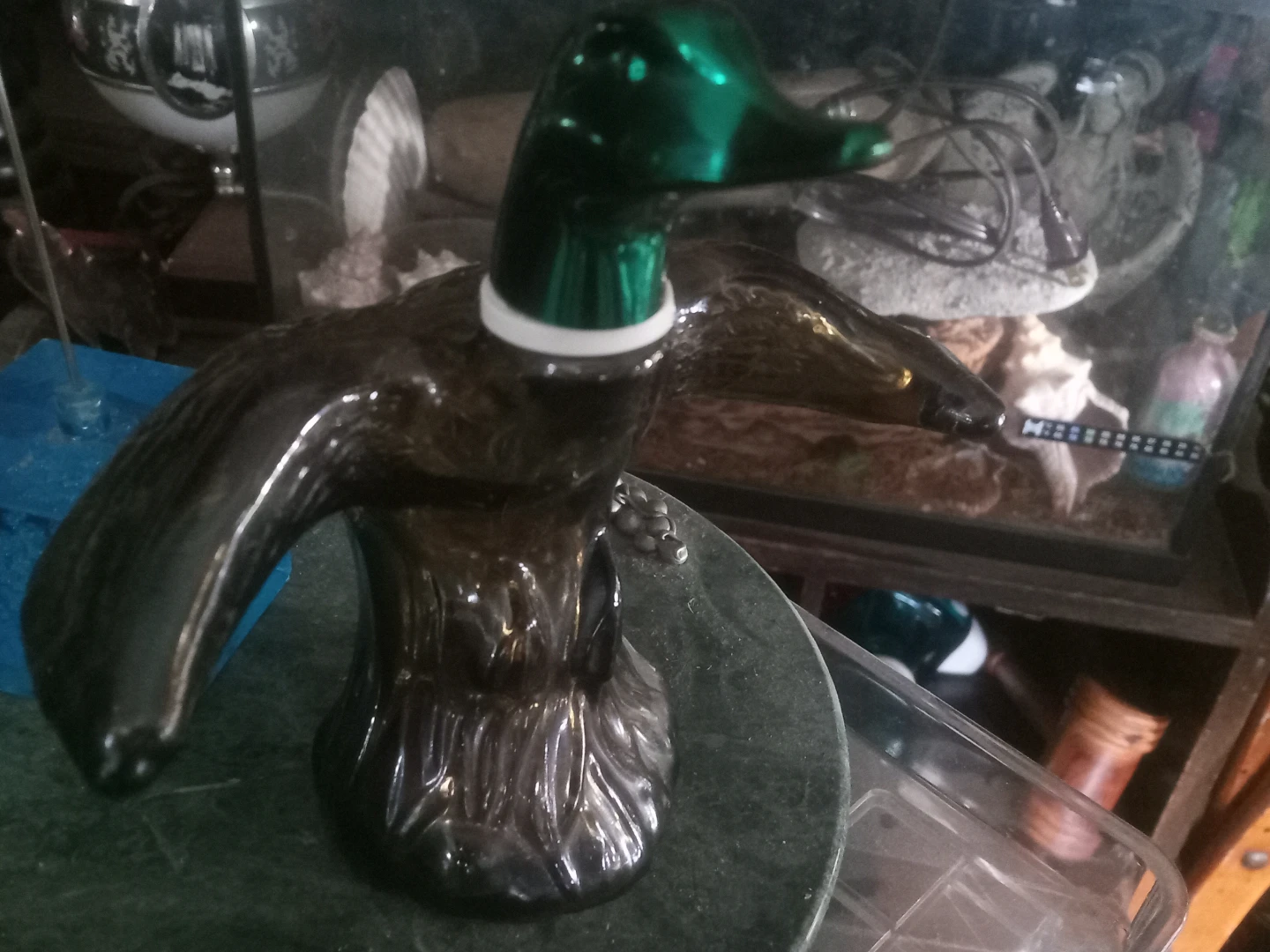 Brown Duck Decanter with Green Head