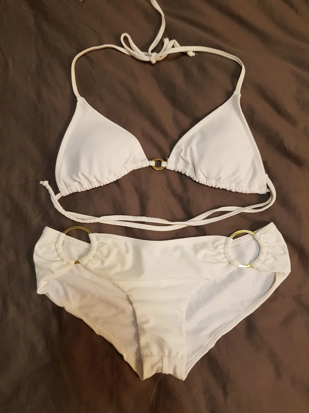 White Bikini with metal Ring Accents