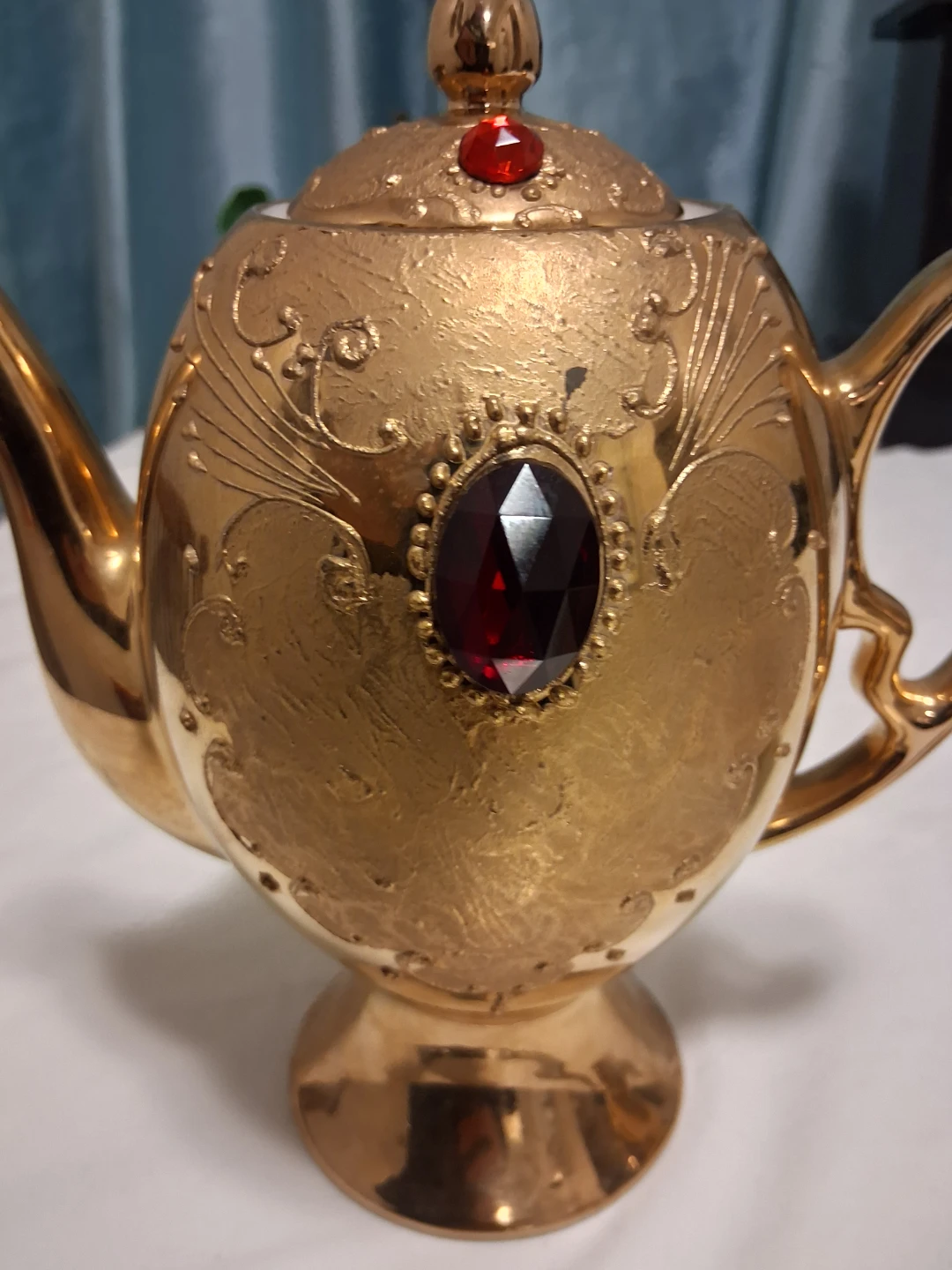 Gold-tone Creamer with Red Jewel Accent - photo 2