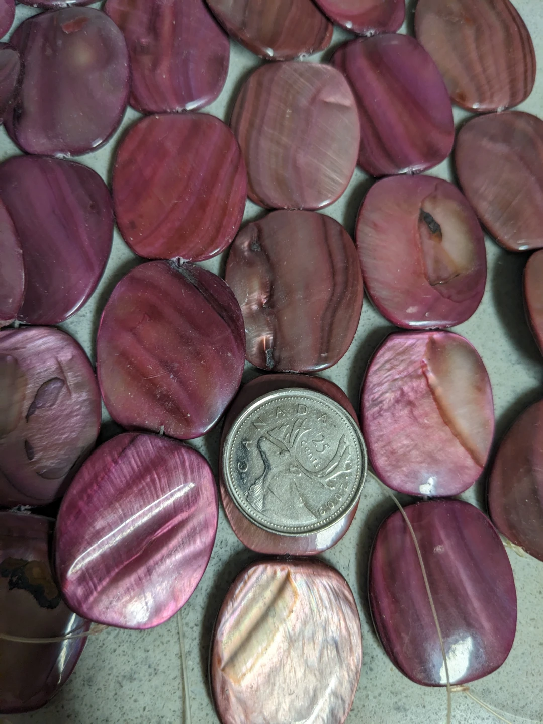 Large rectangular purple shell beads - photo 2