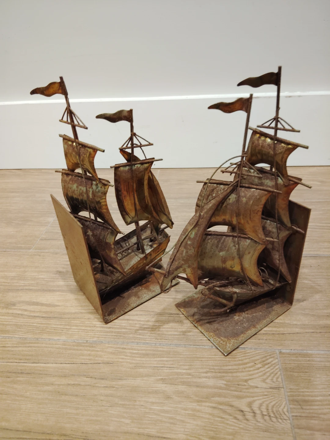 Vintage Metal Sailboat Bookends - photo 2