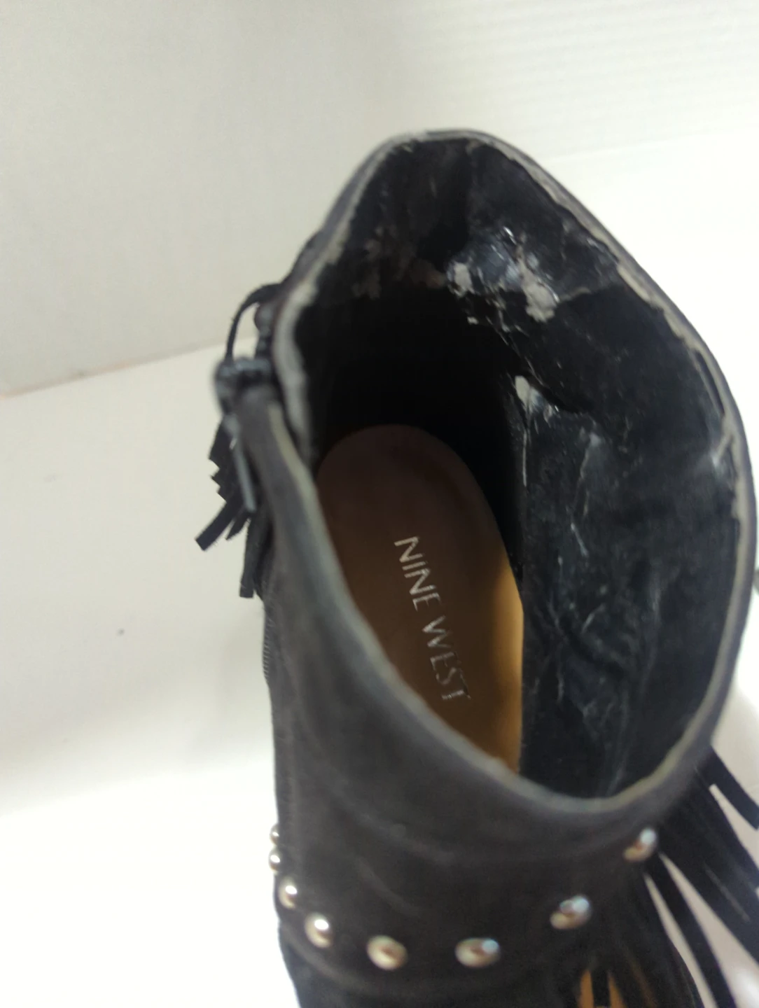 Nine West Black Suede Fringe Studded Heels - photo 5