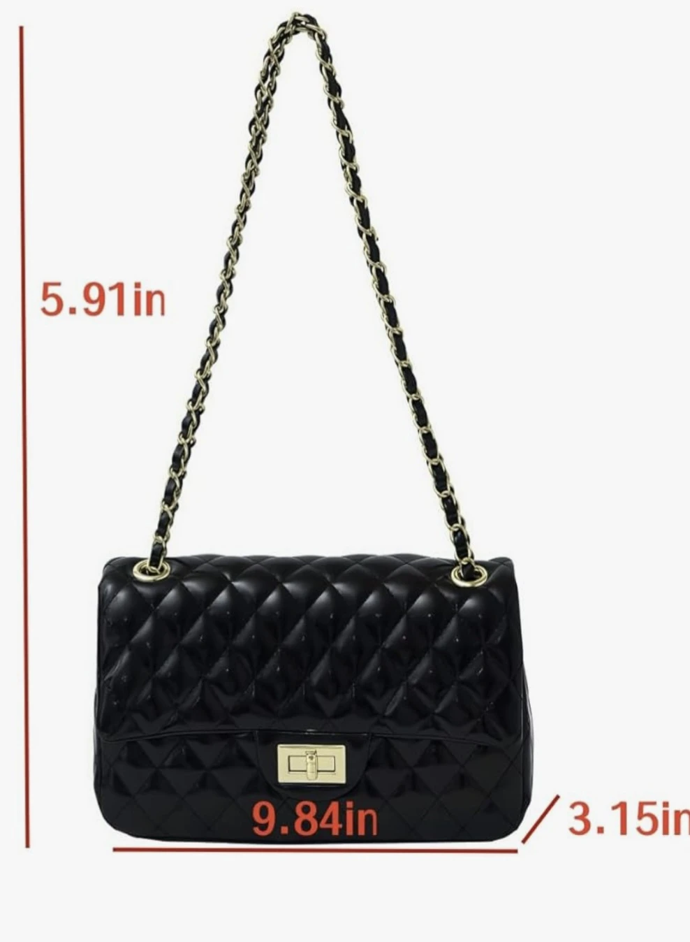 Black Quilted Shoulder Bag with Chain Strap - photo 2