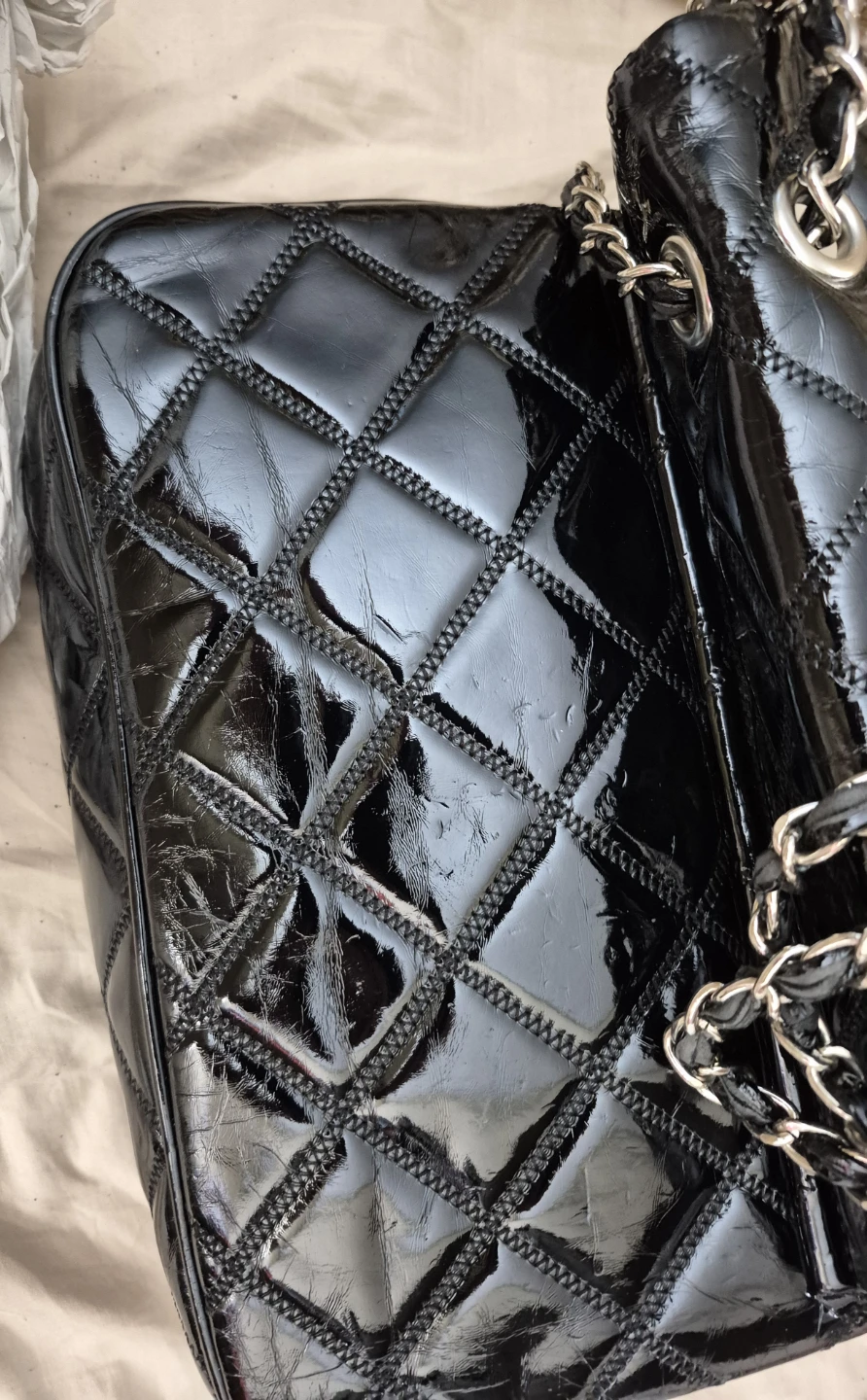 Black Quilted Shoulder Bag with Chain Strap - photo 4