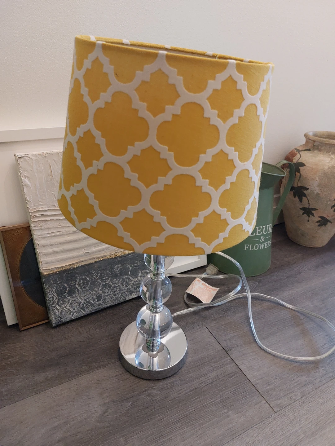 Yellow Quatrefoil Drum Lamp Shade Table Lamp