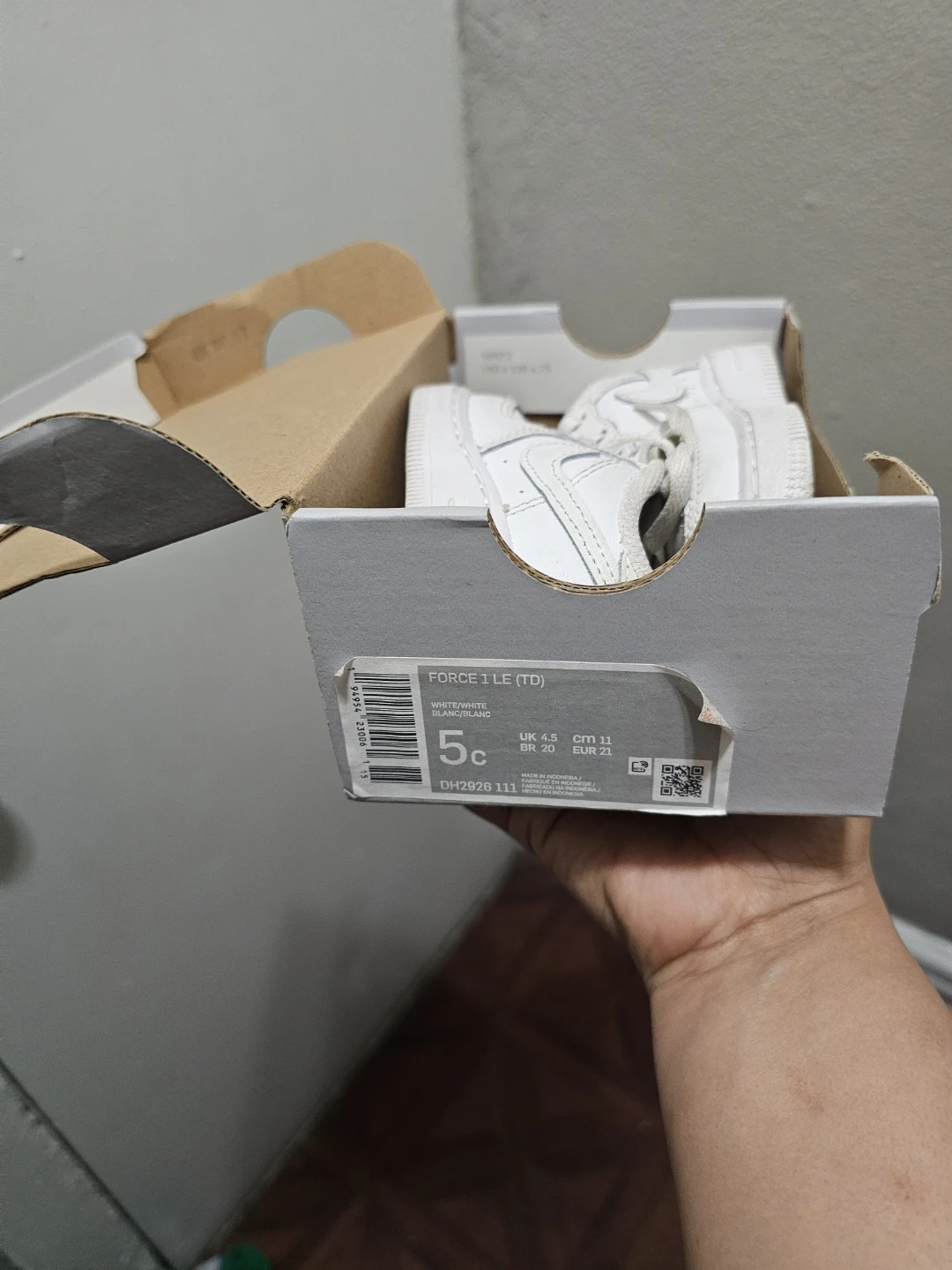 Nike Force 1 LE (TD) Toddler Sneakers - White, Size 5c - photo 3