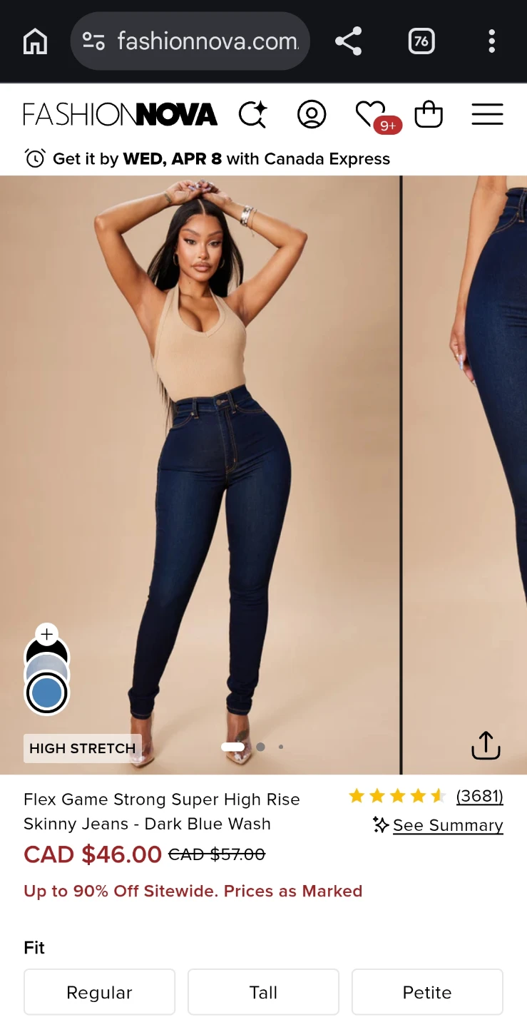 Fashion Nova High Rise Dark Wash Skinny Jeans