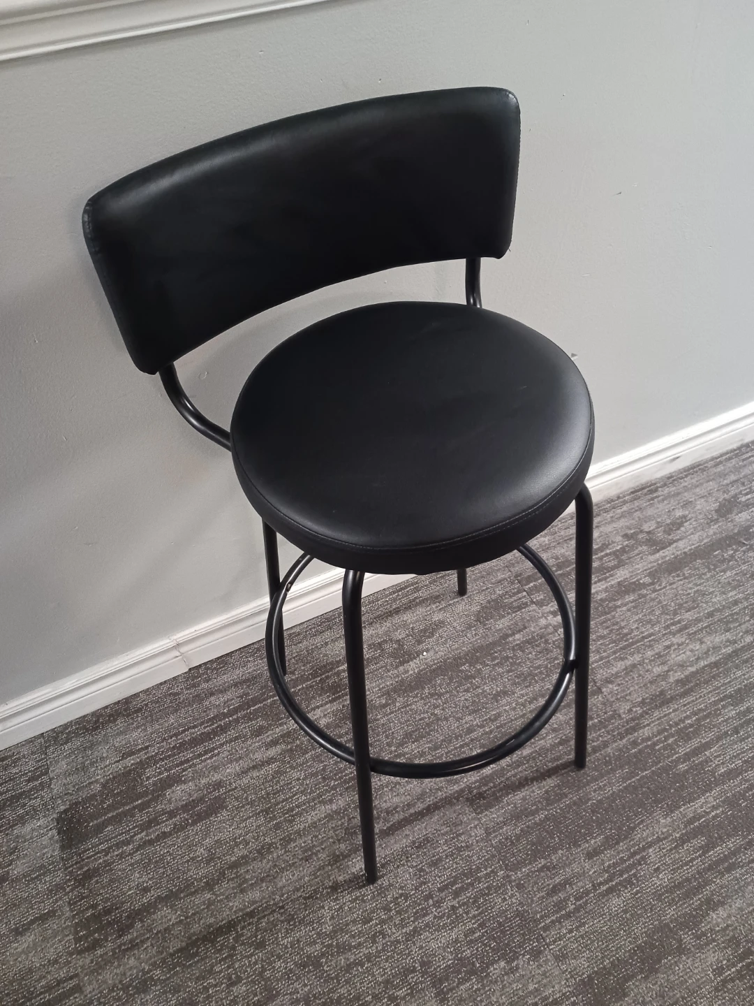 Black Faux Leather Bar Stool