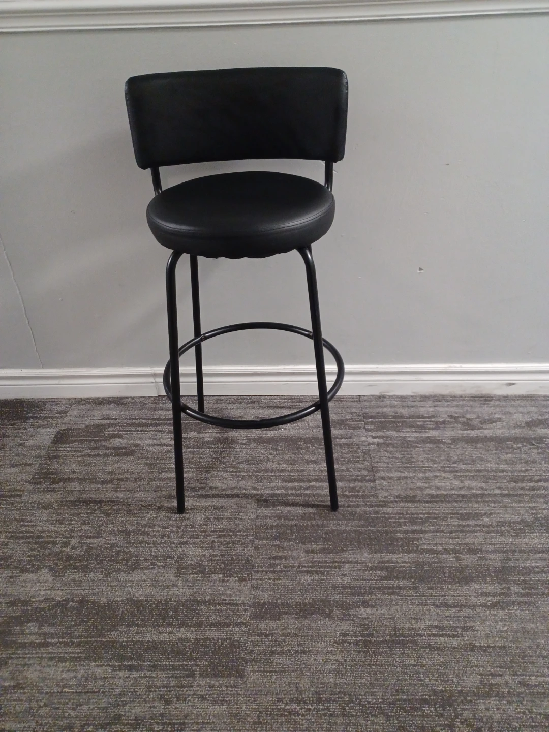 Black Faux Leather Bar Stool - photo 2