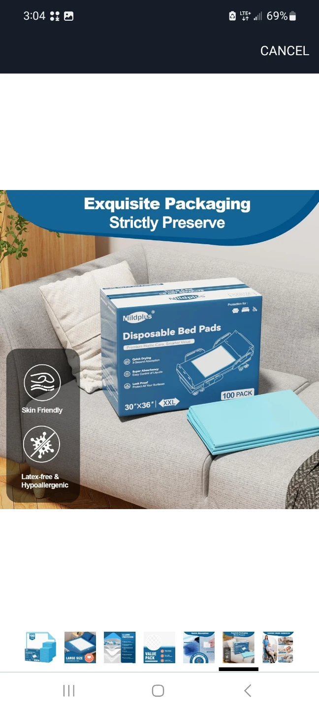 Mildplus Disposable Bed Pads 30" x 36" - 100 Pack - photo 5