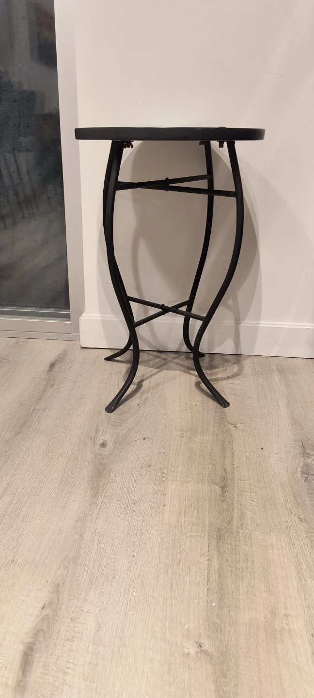 Round Accent Metal Table with Tile Top - photo 3