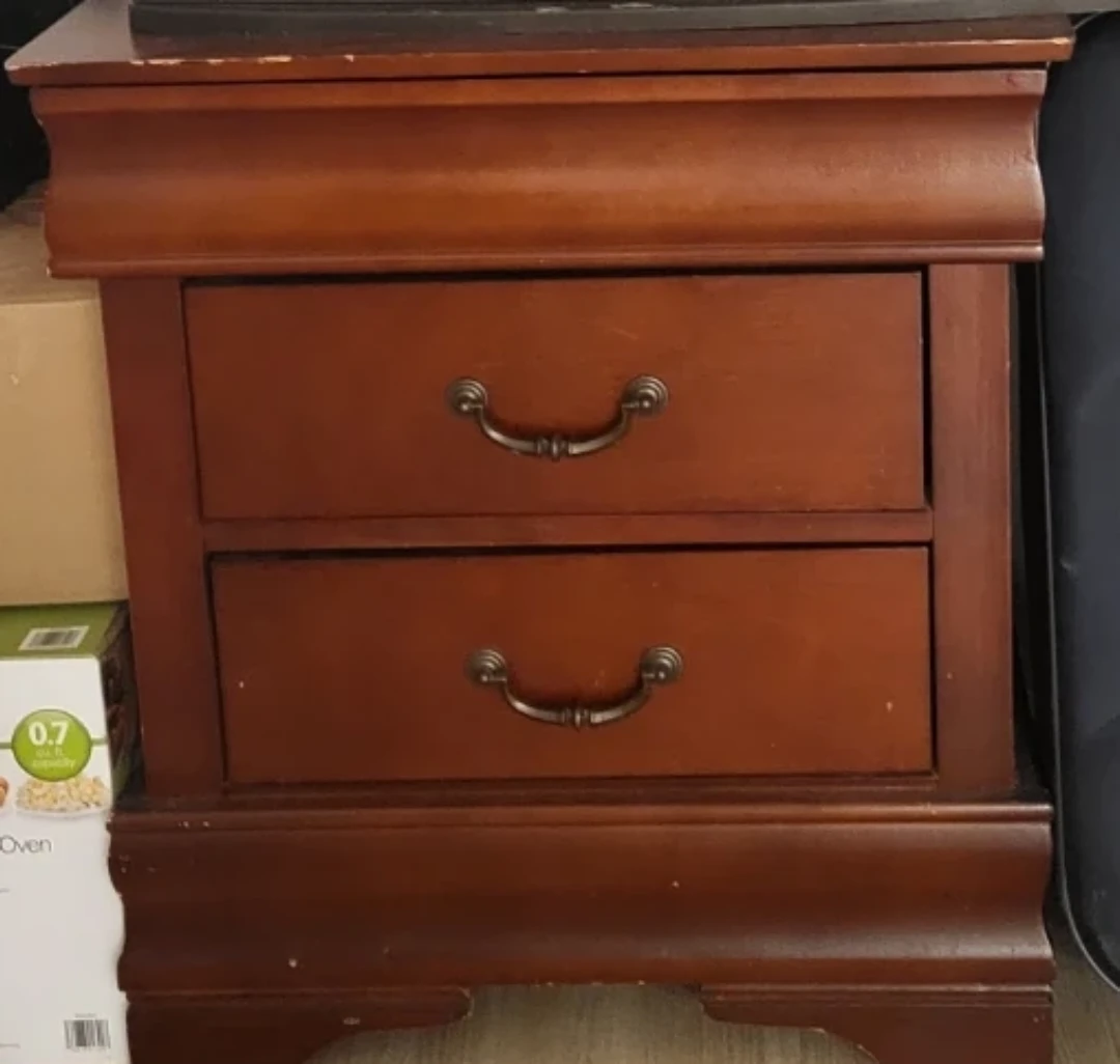 Wooden Nightstand with Two Drawers