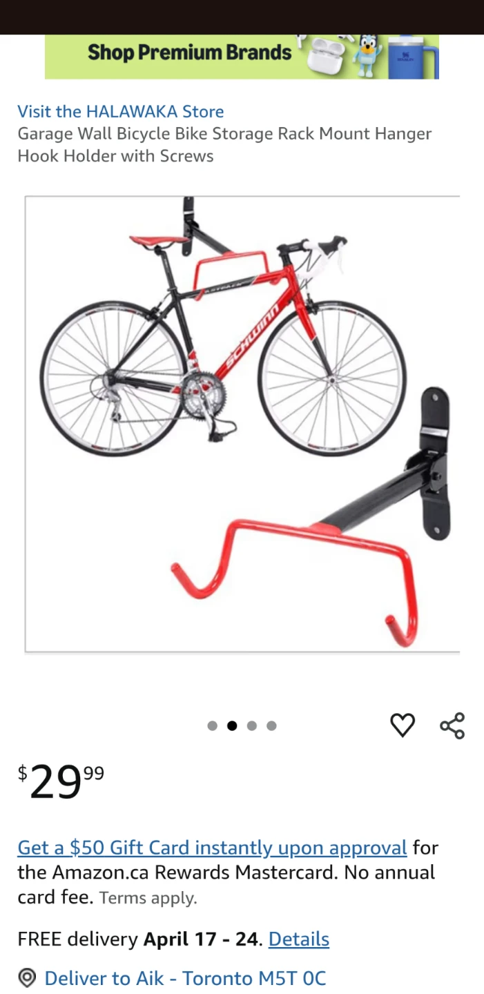 Bicycle bike  Storage Rack mount hanger hook holder with screws