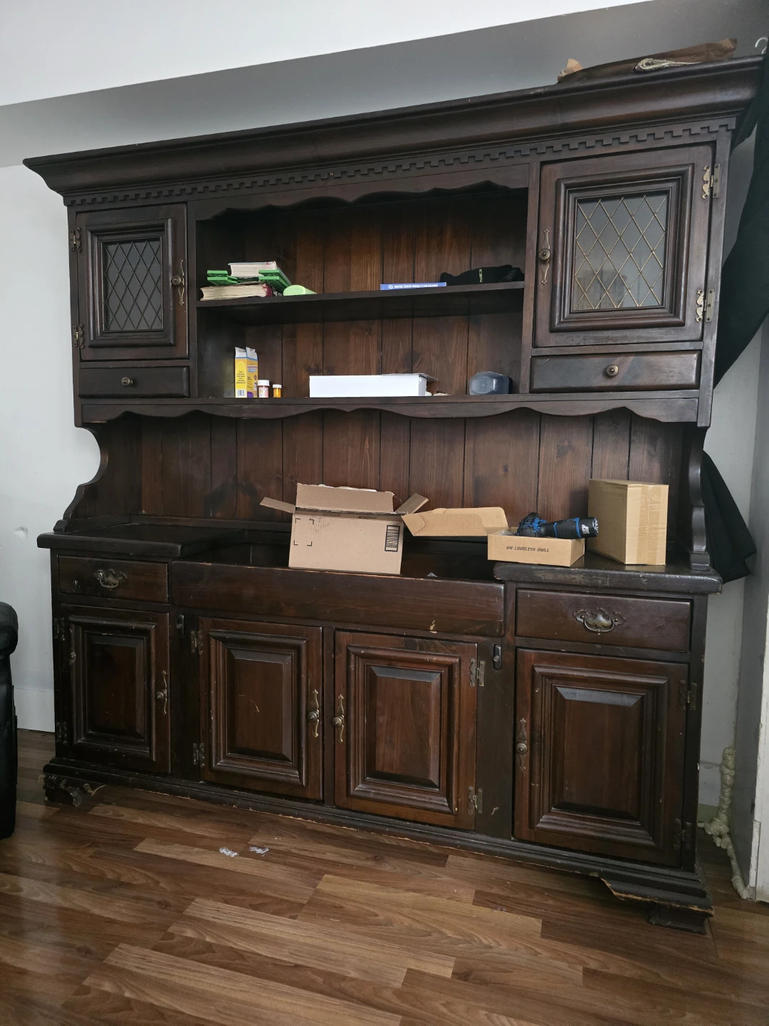 Dark Wood Hutch Cabinet