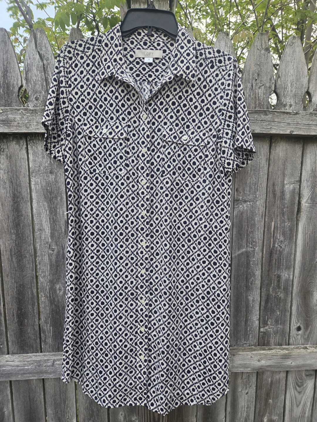 LOFT Women's Patterned Button-Up Shirt Dress Size M