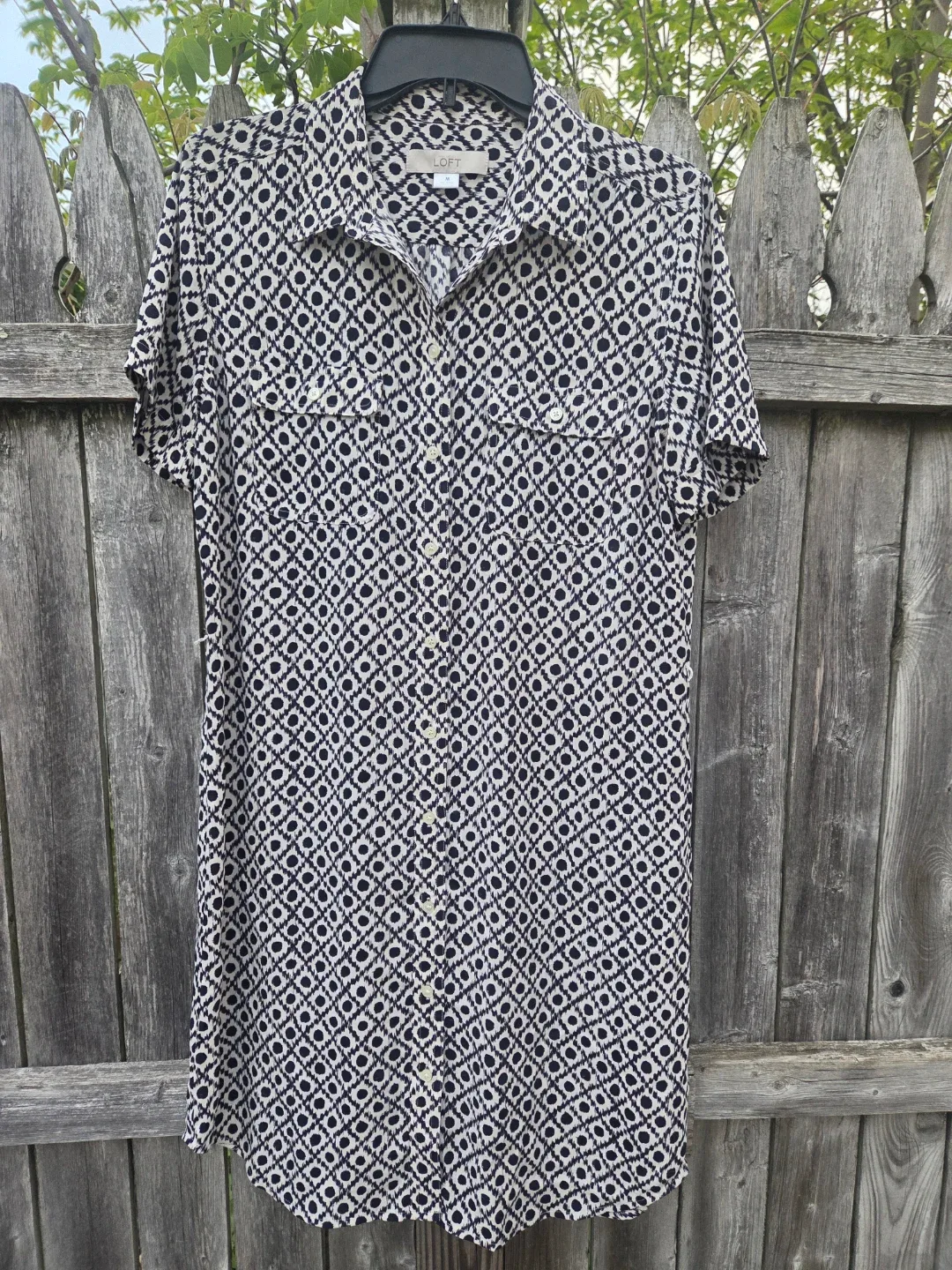 LOFT Women's Patterned Button-Up Shirt Dress Size M
