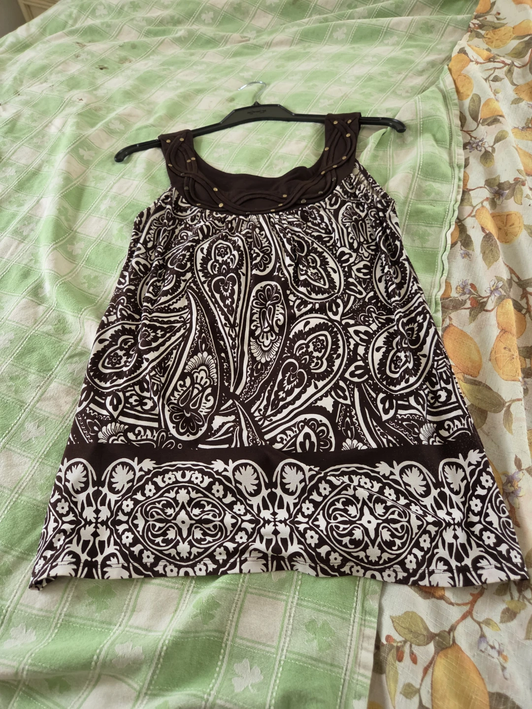 Brown & White Paisley Tank Top - photo 2