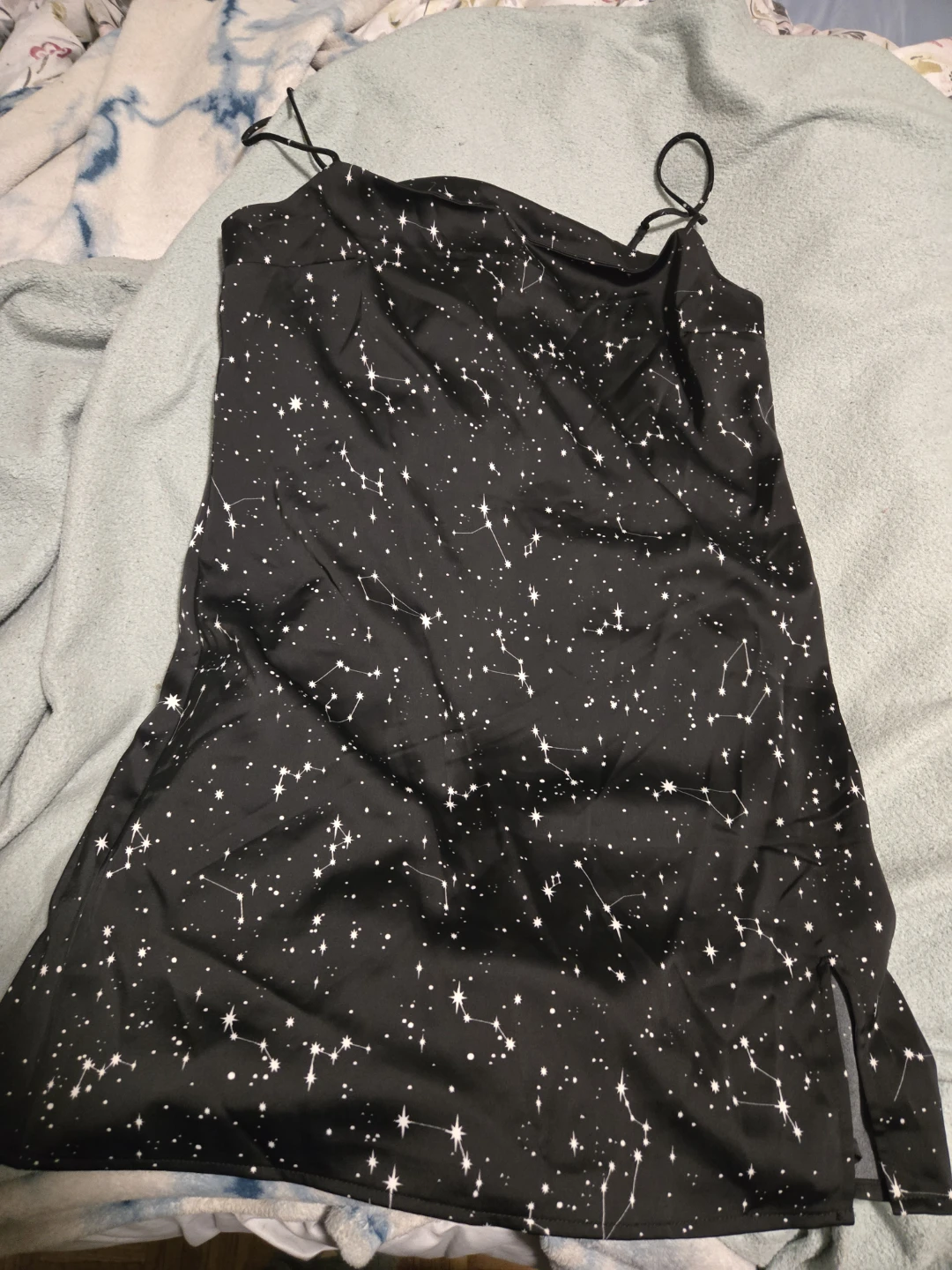 Black Constellation Slip Dress